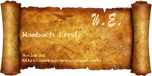 Wambach Ernő névjegykártya